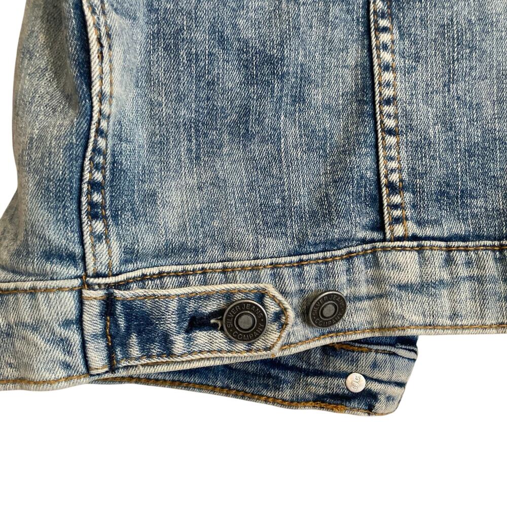 NWT Silver Jeans Co Mid Wash Denim Button Up Distressed Western Vest Size Medium - Picture 10 of 16